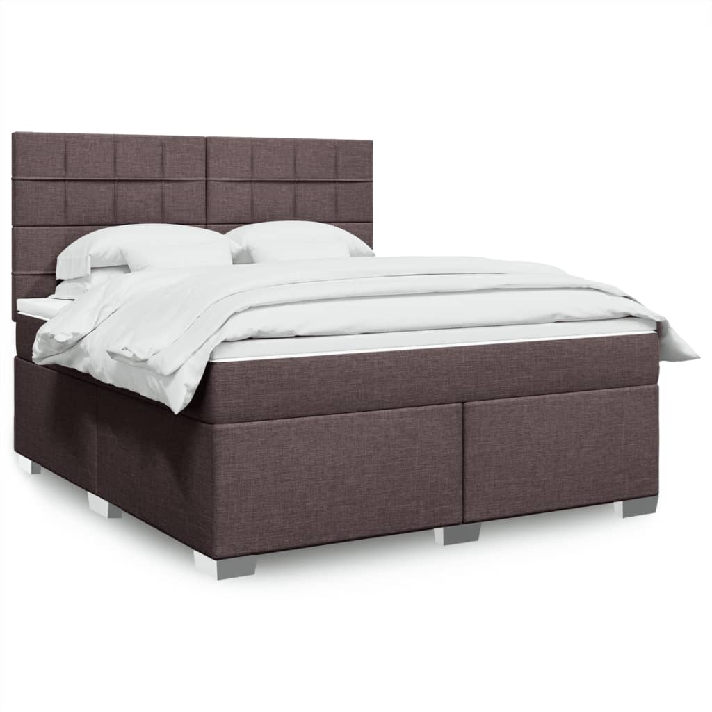 vidaXL Boxspringbett mit Matratze Dunkelbraun 180x200 cm Stoff