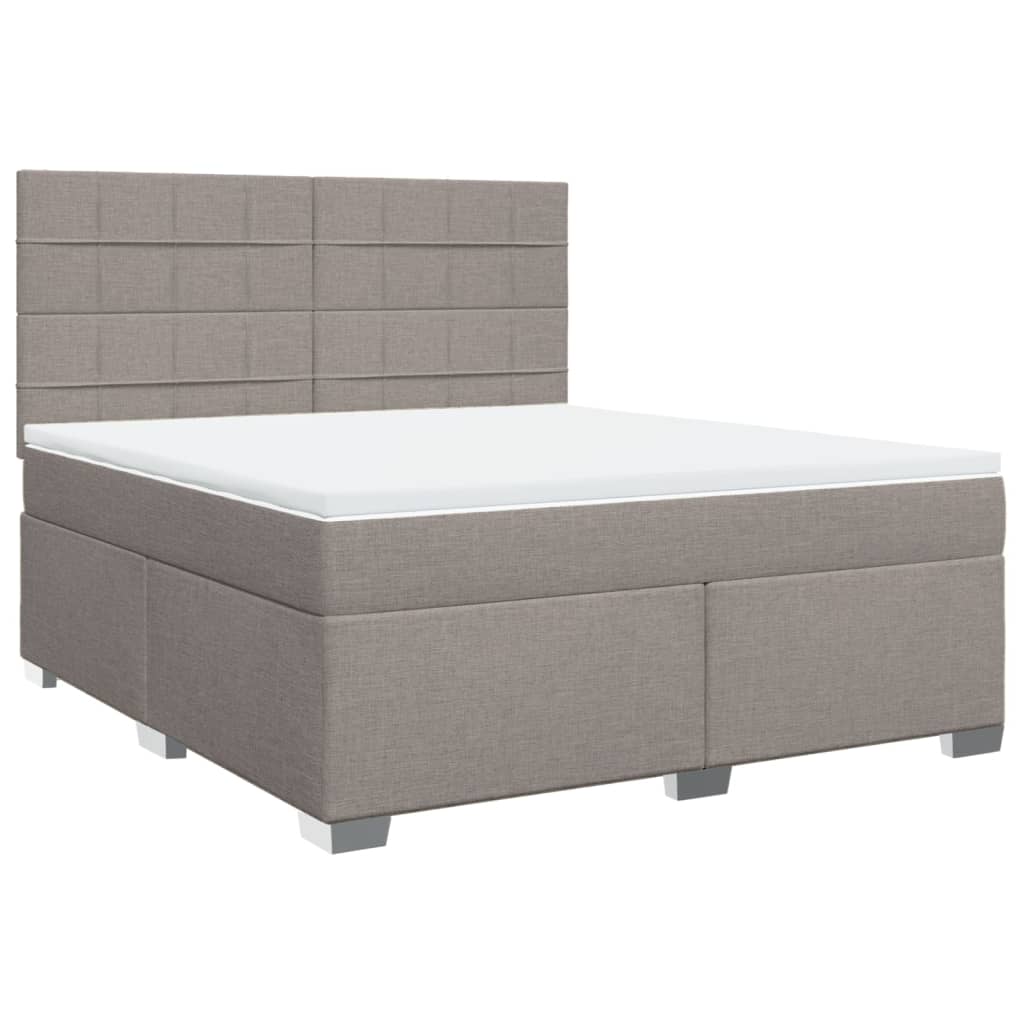 vidaXL Box spring postelja z vzmetnico taupe 180x200 cm blago