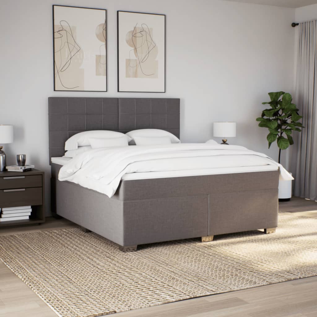 vidaXL Boxspring met matras stof taupe 180x200 cm afbeelding