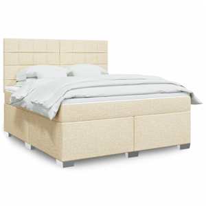 Box spring postel s matrací krémová 180x200 cm textil - obrázek 1