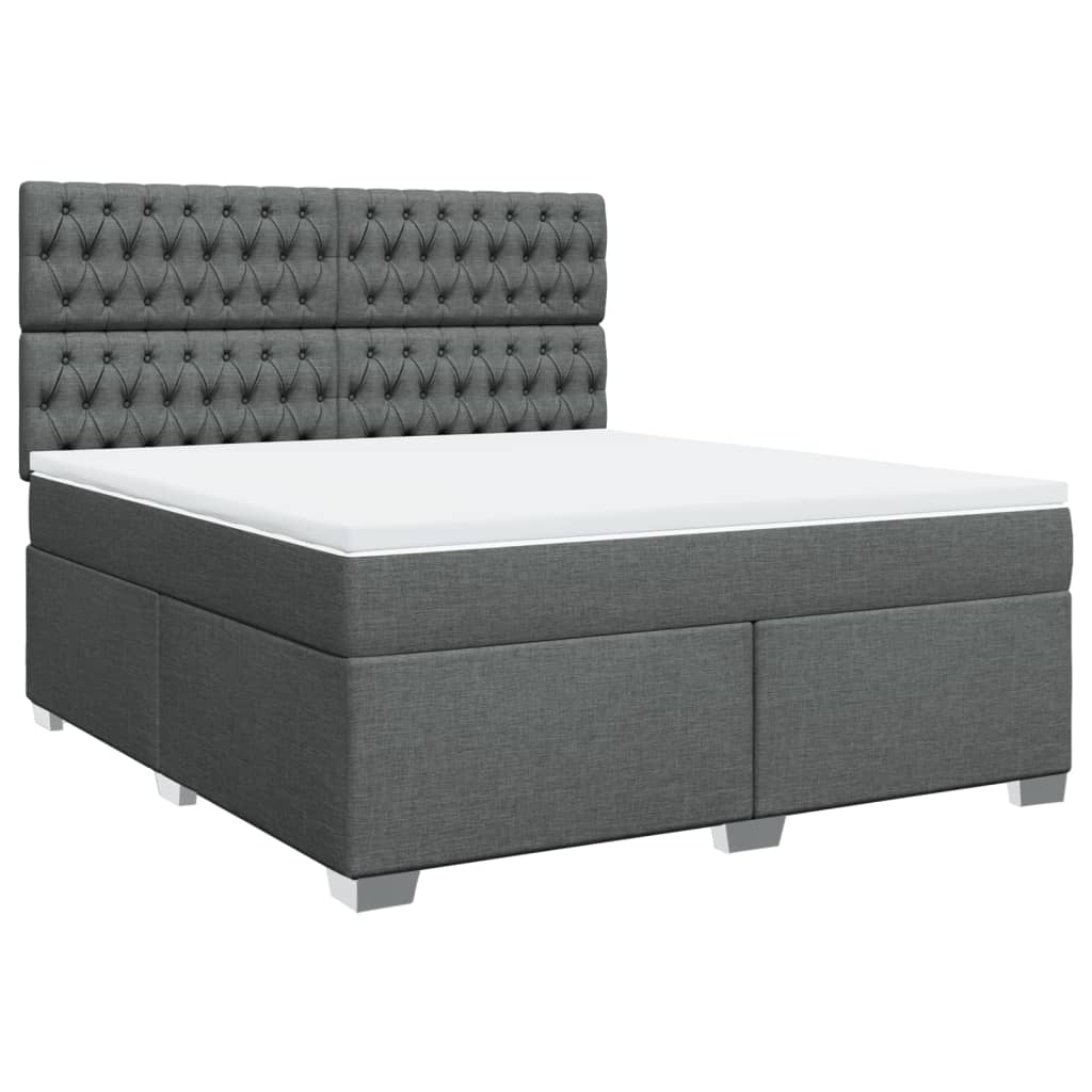 vidaXL Pat box spring cu saltea, gri închis, 180x200 cm, textil