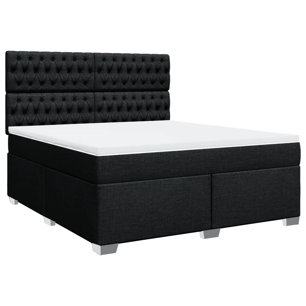vidaXL Pat box spring cu saltea, negru, 180x200 cm, catifea