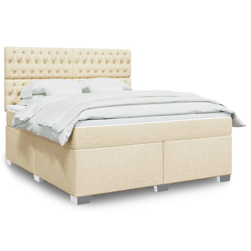 Boxspringbett mit Matratze Creme 180×200 cm Stoff