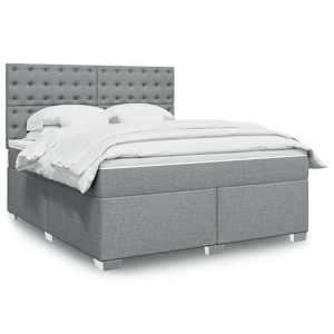 Box spring postel s matrací světle šedá 180 x 200 cm textil - obrázek 1