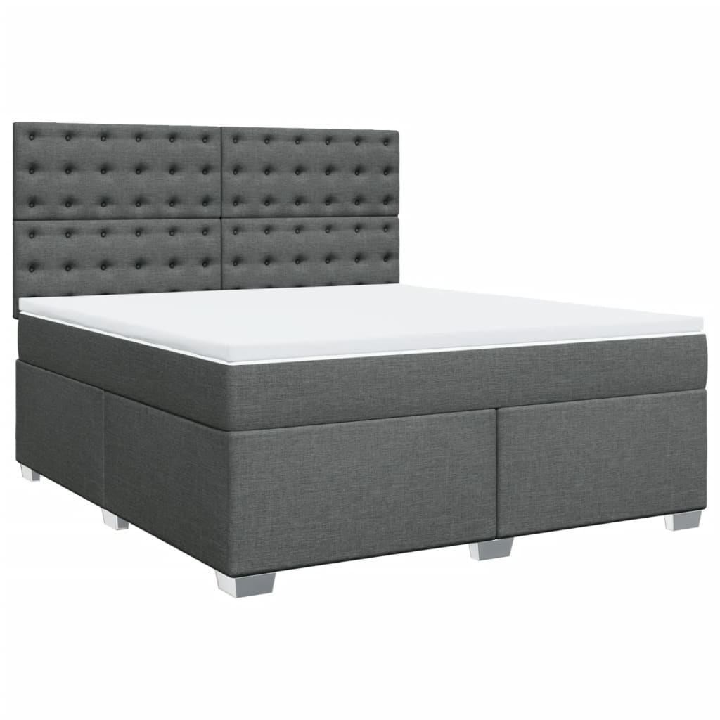 vidaXL Pat box spring cu saltea, gri închis, 180x200 cm, textil