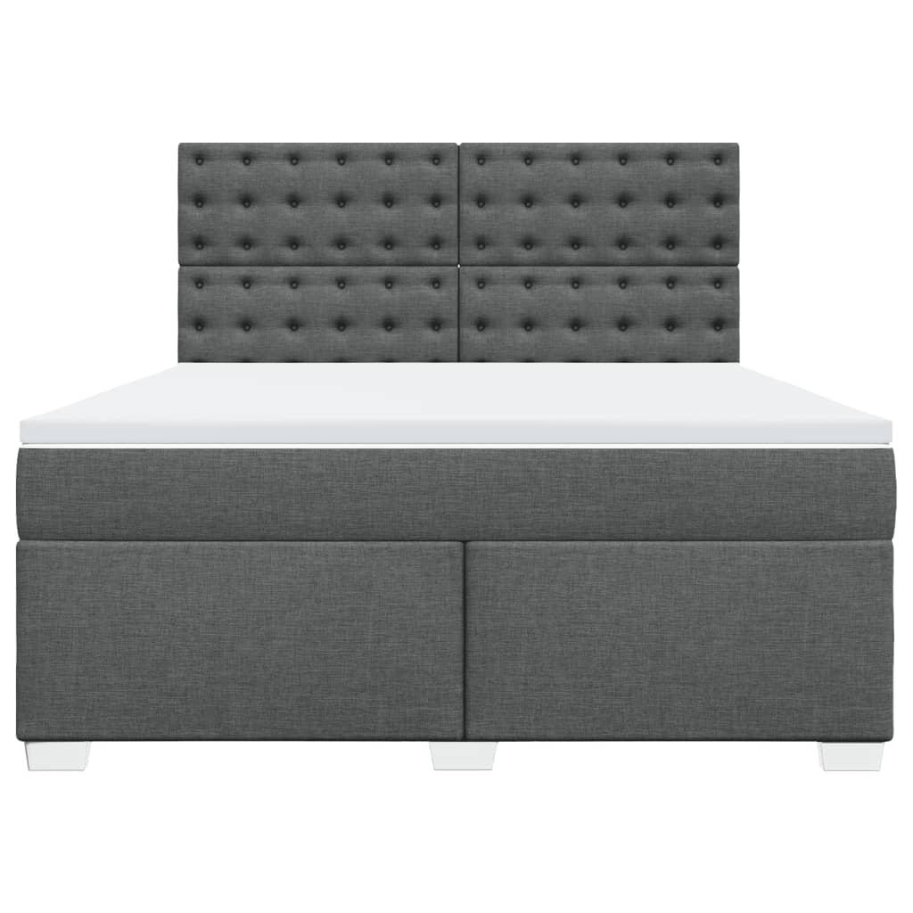 vidaXL Boxspring met matras stof donkergrijs 180x200 cm grijs, foto 4