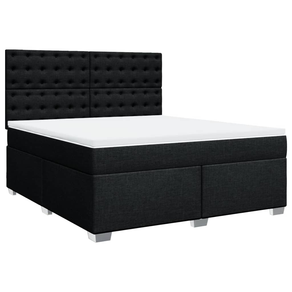vidaXL Pat box spring cu saltea, negru, 180x200 cm, catifea