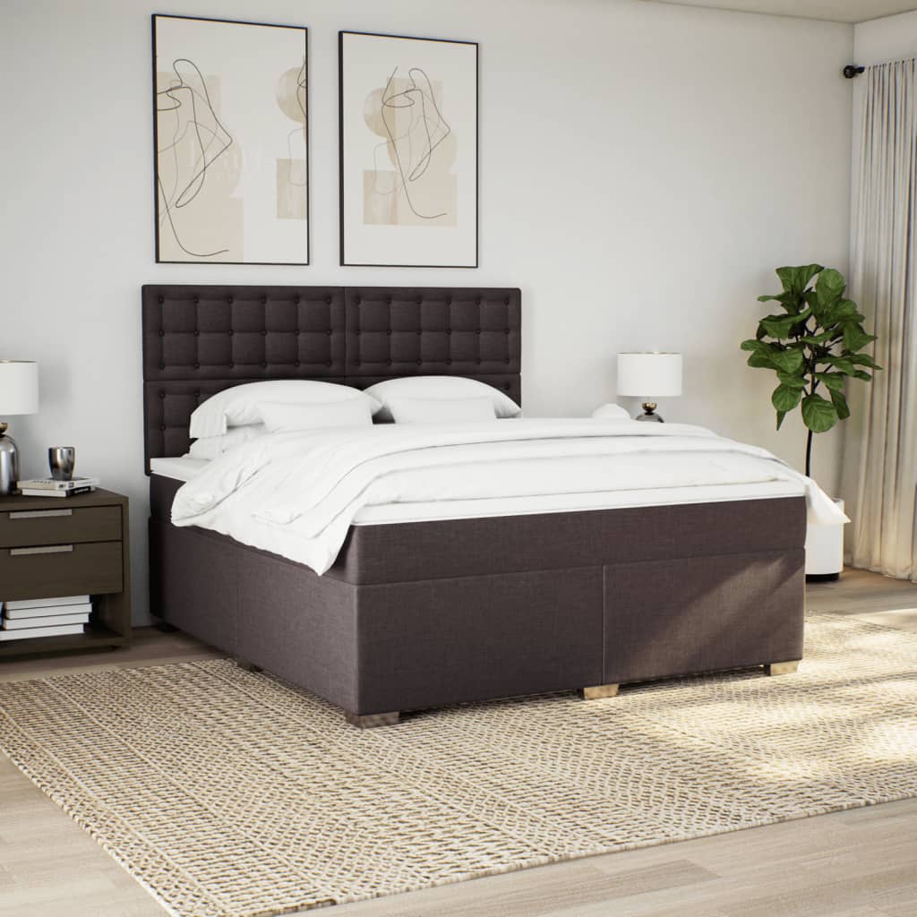 vidaXL Boxspring met matras stof donkerbruin 180x200 cm afbeelding