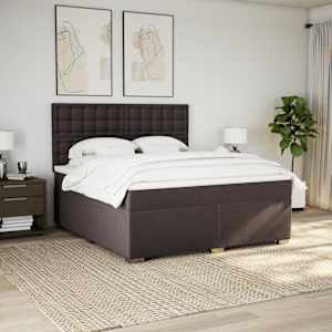 Box spring postel s matrací tmavě hnědá 180x200 cm textil - obrázek 3