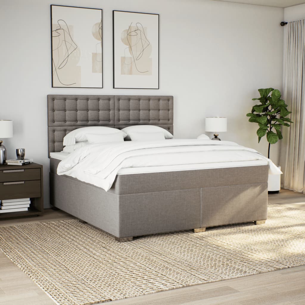 vidaXL Boxspring met matras stof taupe 180x200 cm afbeelding