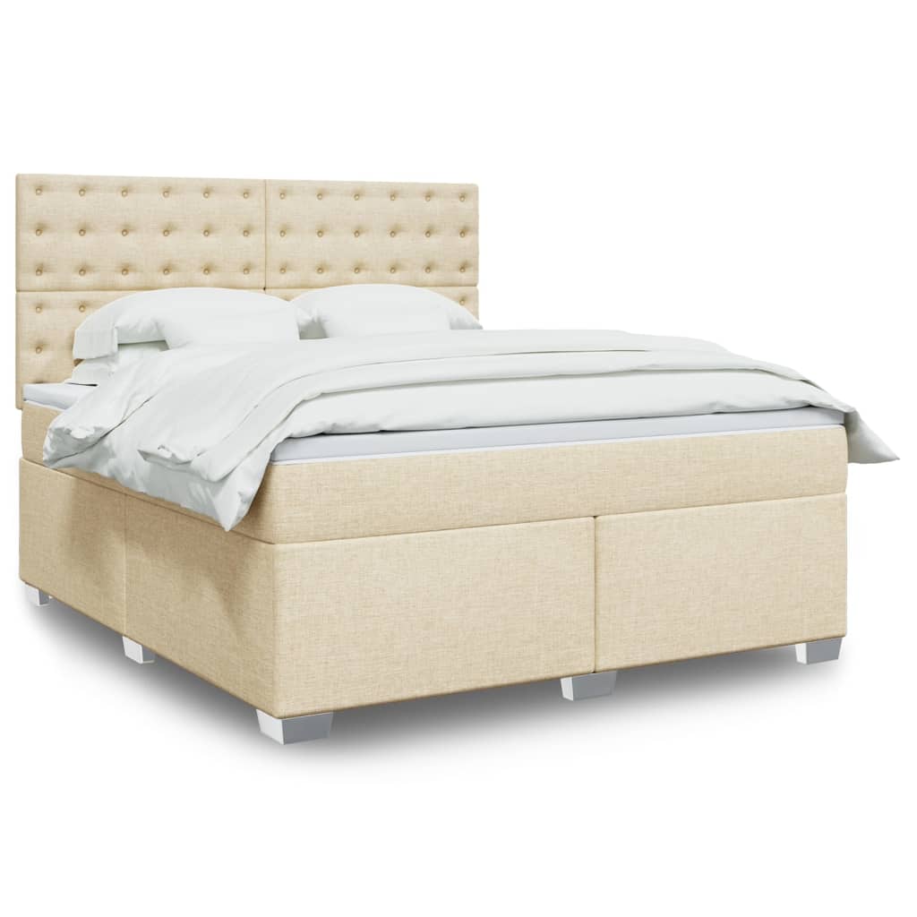 Boxspringbett mit Matratze Creme 180×200 cm Stoff