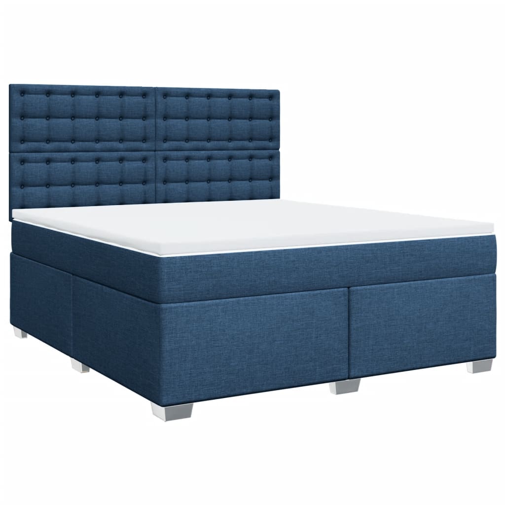 vidaXL Boxspring met matras stof blauw 180x200 cm, foto 3