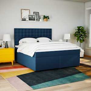 Box spring postel s matrací modrá 180x200 cm textil - obrázek 3