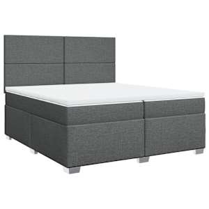 Box spring postel s matrací tmavě šedá 200x200 cm textil - obrázek 2