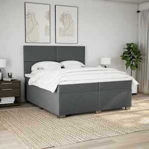 Box spring postel s matrací tmavě šedá 200x200 cm textil - obrázek 3