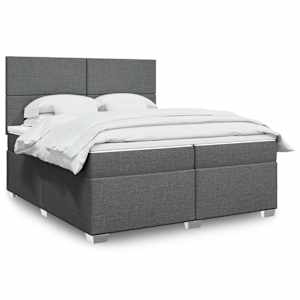 Box spring postel s matrací tmavě šedá 200x200 cm textil - obrázek 1