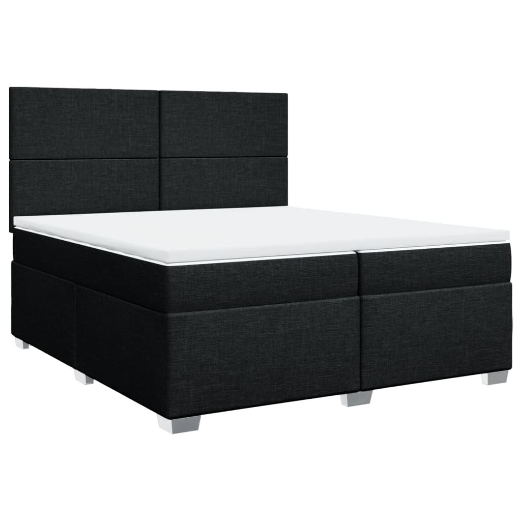 vidaXL Pat box spring cu saltea, negru, 200x200 cm, textil