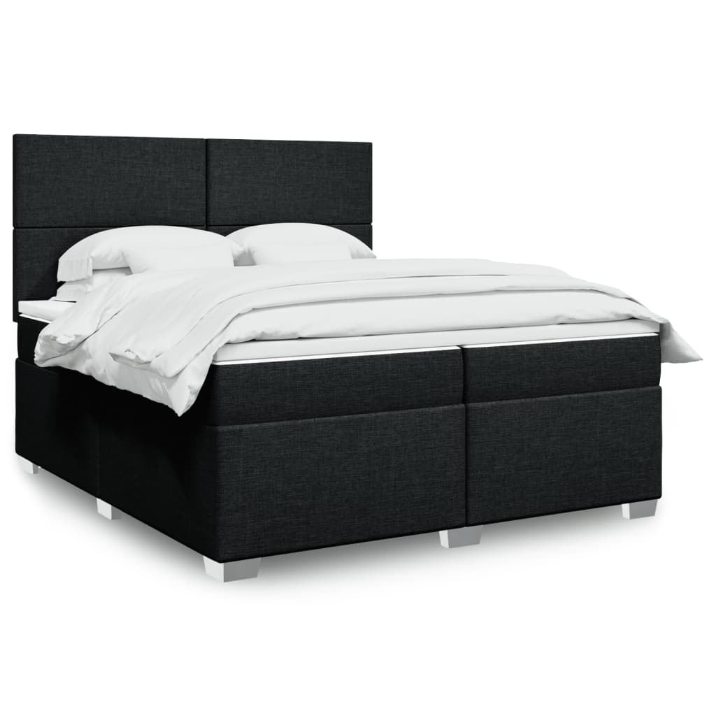 vidaXL Boxspringbett mit Matratze Schwarz 200x200 cm Stoff