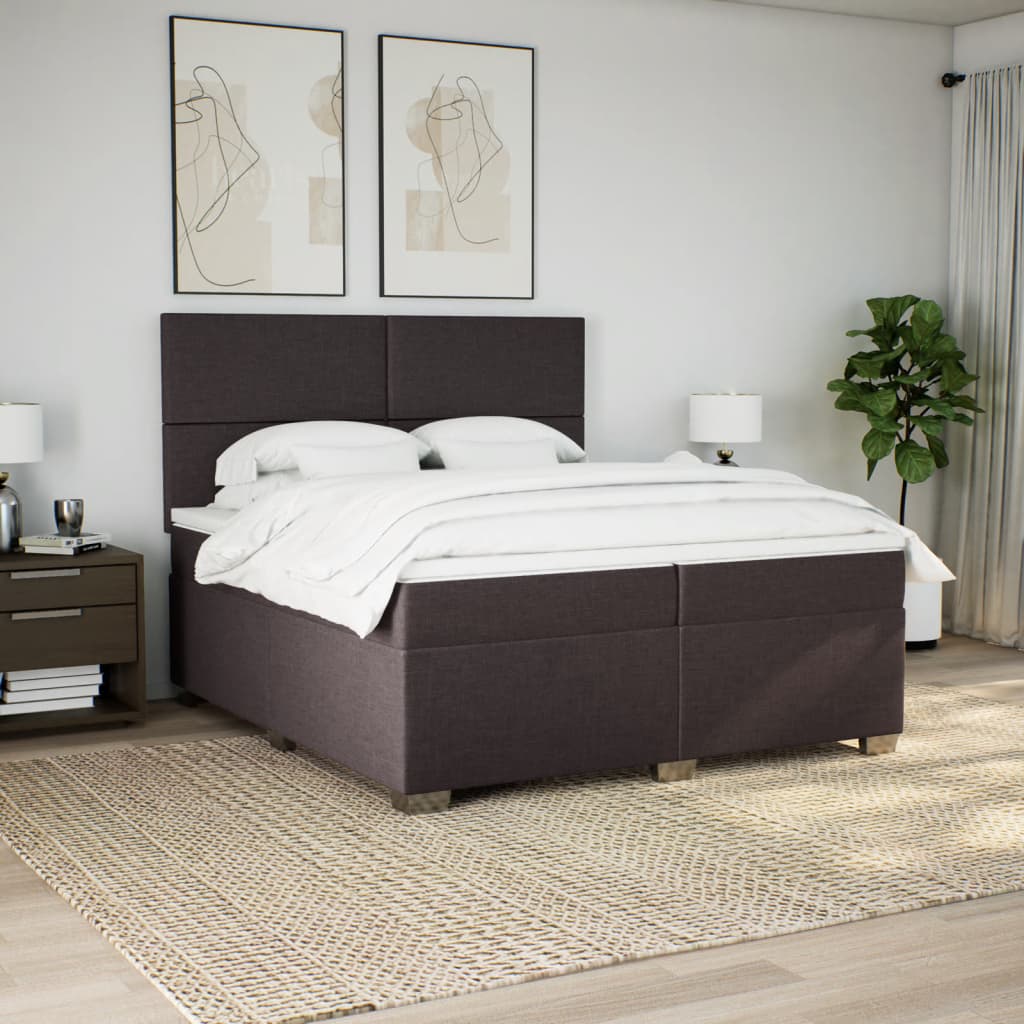 vidaXL Boxspring met matras stof donkerbruin 200x200 cm bruin, foto 2