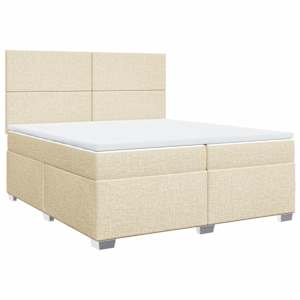 Box spring postel s matrací krémová 200x200 cm textil - obrázek 2