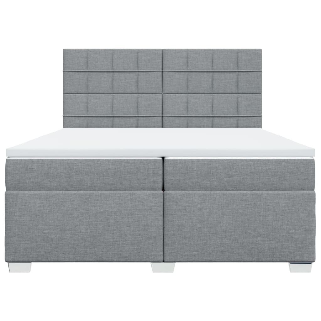 vidaXL Boxspring met matras stof lichtgrijs 200x200 cm grijs, foto 4