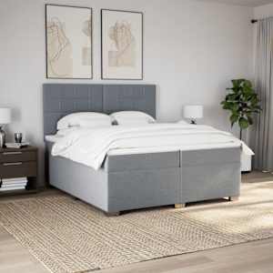 Box spring postel s matrací světle šedá 200 x 200 cm textil - obrázek 3
