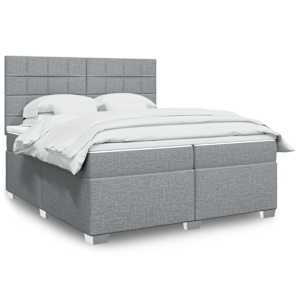 Box spring postelja z vzmetnico svetlo siva 200x200 cm blago