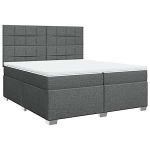 Box spring postel s matrací tmavě šedá 200x200 cm textil - obrázek 2