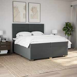 Box spring postel s matrací tmavě šedá 200x200 cm textil - obrázek 3