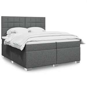 Box spring postel s matrací tmavě šedá 200x200 cm textil - obrázek 1
