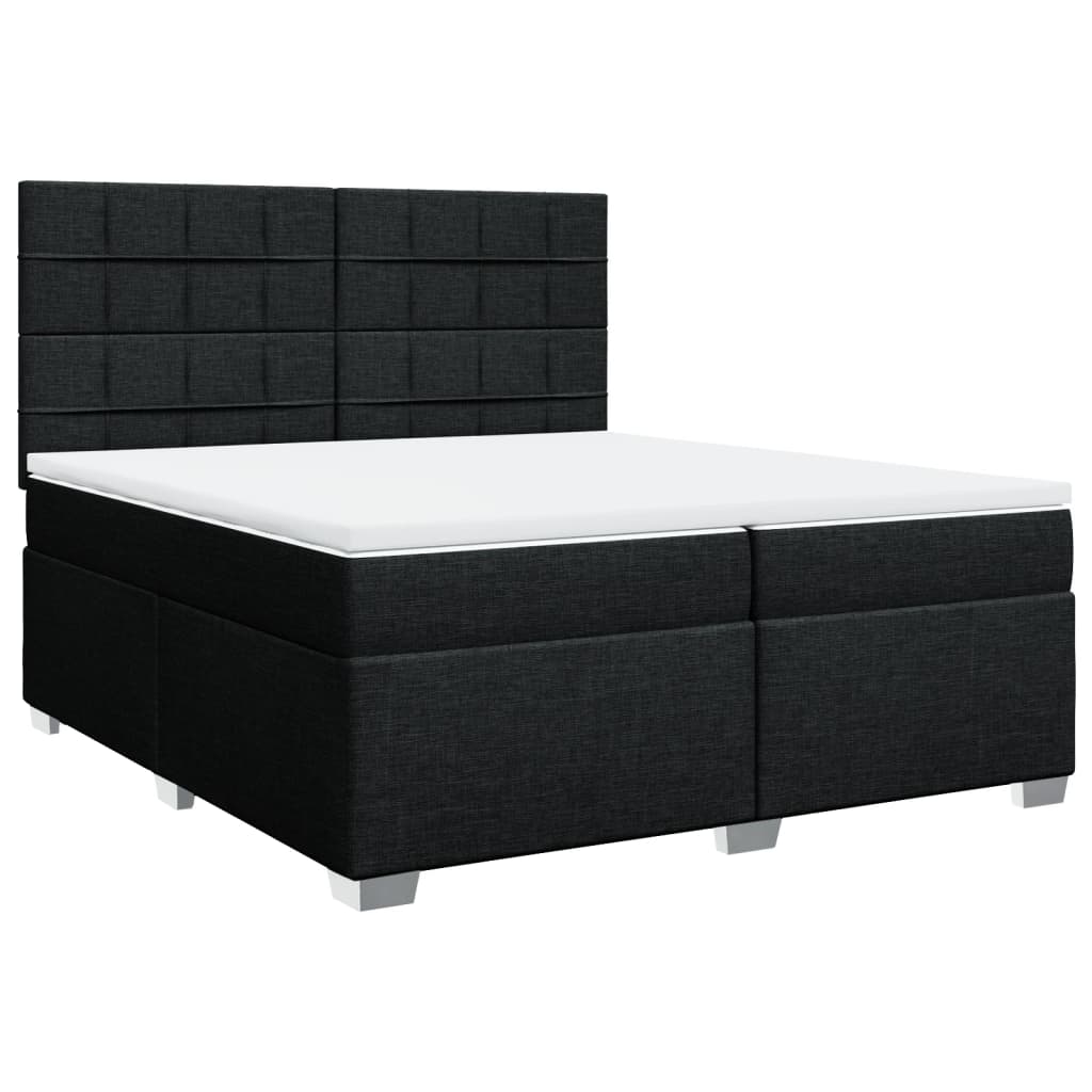 vidaXL Pat box spring cu saltea, negru, 200x200 cm, textil