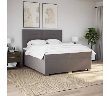 vidaXL Κρεβάτι Boxspring με Στρώμα Taupe 200x200 εκ. Υφασμάτινο