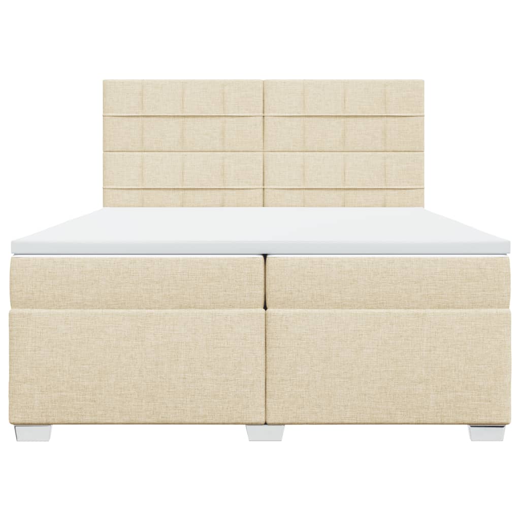 vidaXL Boxspring met matras stof crèmekleurig 200x200 cm, foto 4