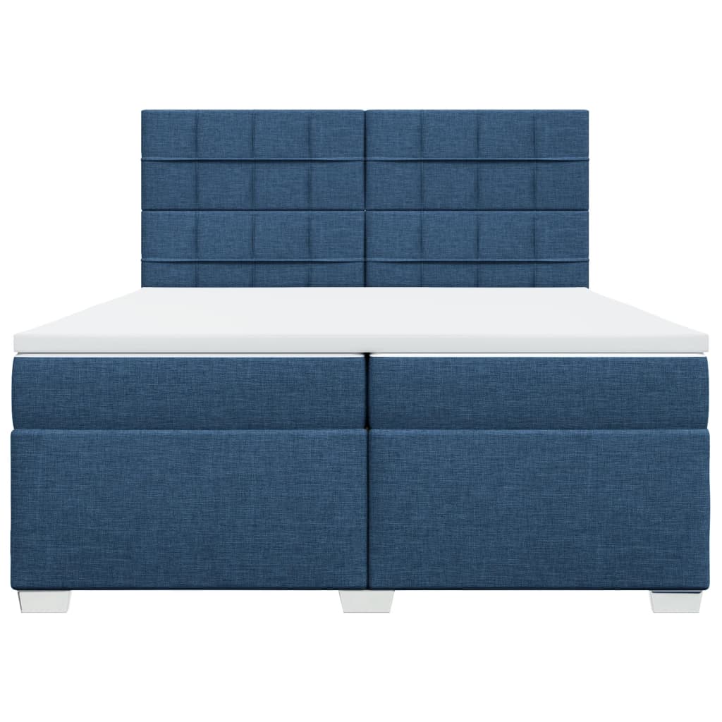 vidaXL Boxspring met matras stof blauw 200x200 cm, foto 4
