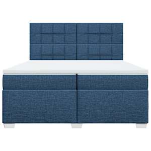 Box spring postel s matrací modrá 200x200 cm textil - obrázek 4