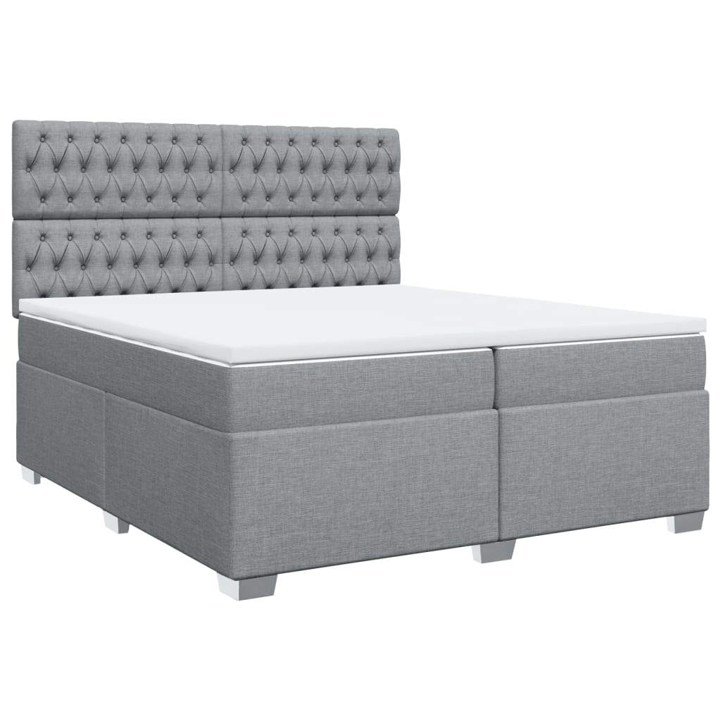 vidaXL Boxspring met matras stof lichtgrijs 200x200 cm grijs, foto 3