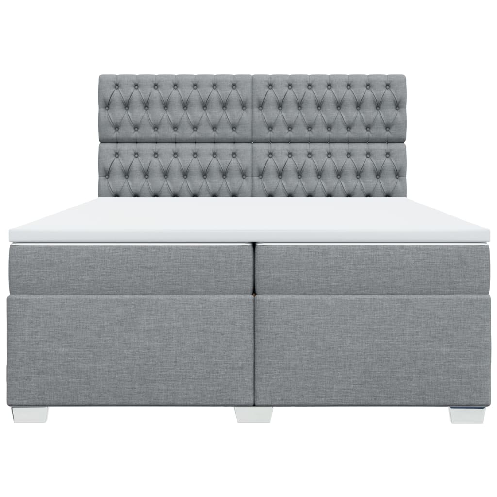 vidaXL Boxspring met matras stof lichtgrijs 200x200 cm grijs, foto 4