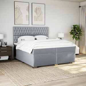 Box spring postel s matrací světle šedá 200 x 200 cm textil - obrázek 3