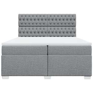 Box spring postel s matrací světle šedá 200 x 200 cm textil - obrázek 4