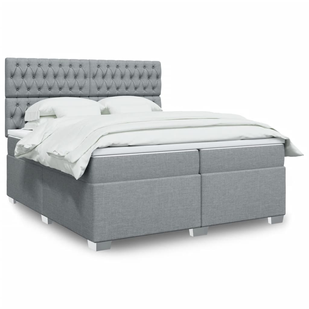 Boxspringbett mit Matratze Hellgrau 200×200 cm Stoff