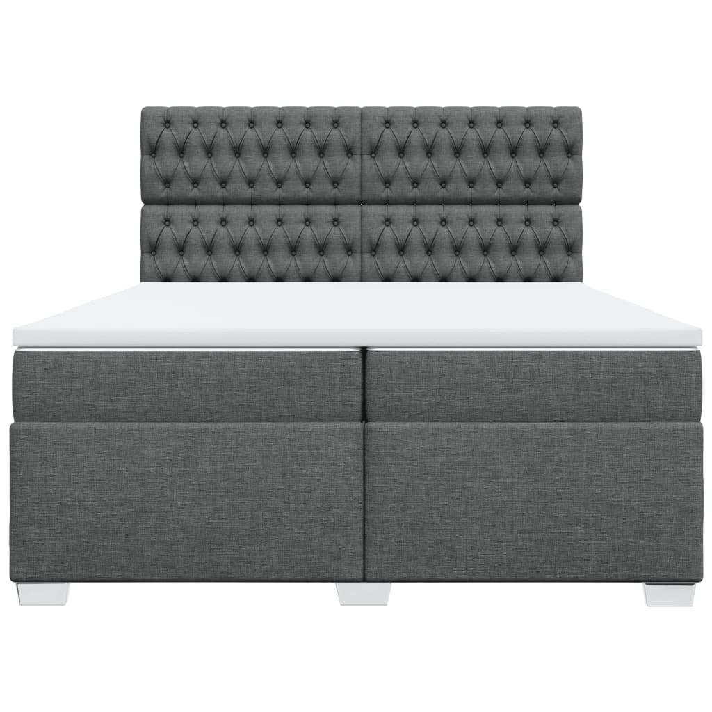 vidaXL Boxspring met matras stof donkergrijs 200x200 cm grijs, foto 4