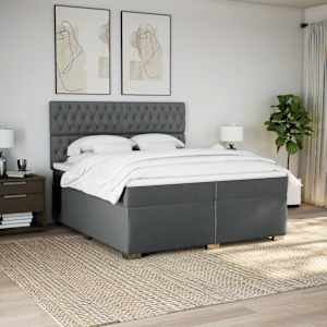 Box spring postel s matrací tmavě šedá 200x200 cm textil - obrázek 3