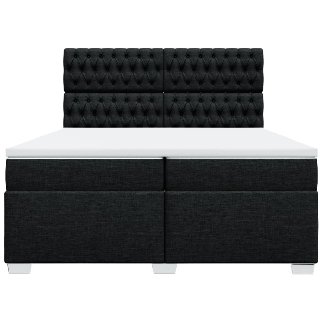vidaXL Boxspring met matras stof zwart 200x200 cm, foto 4
