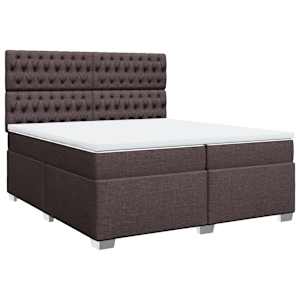 Box spring postel s matrací tmavě hnědá 200x200 cm textil - obrázek 2