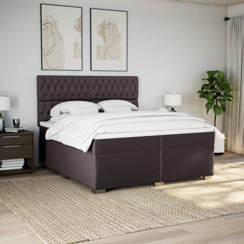 vidaXL Boxspring met matras stof donkerbruin 200x200 cm bruin, foto 2
