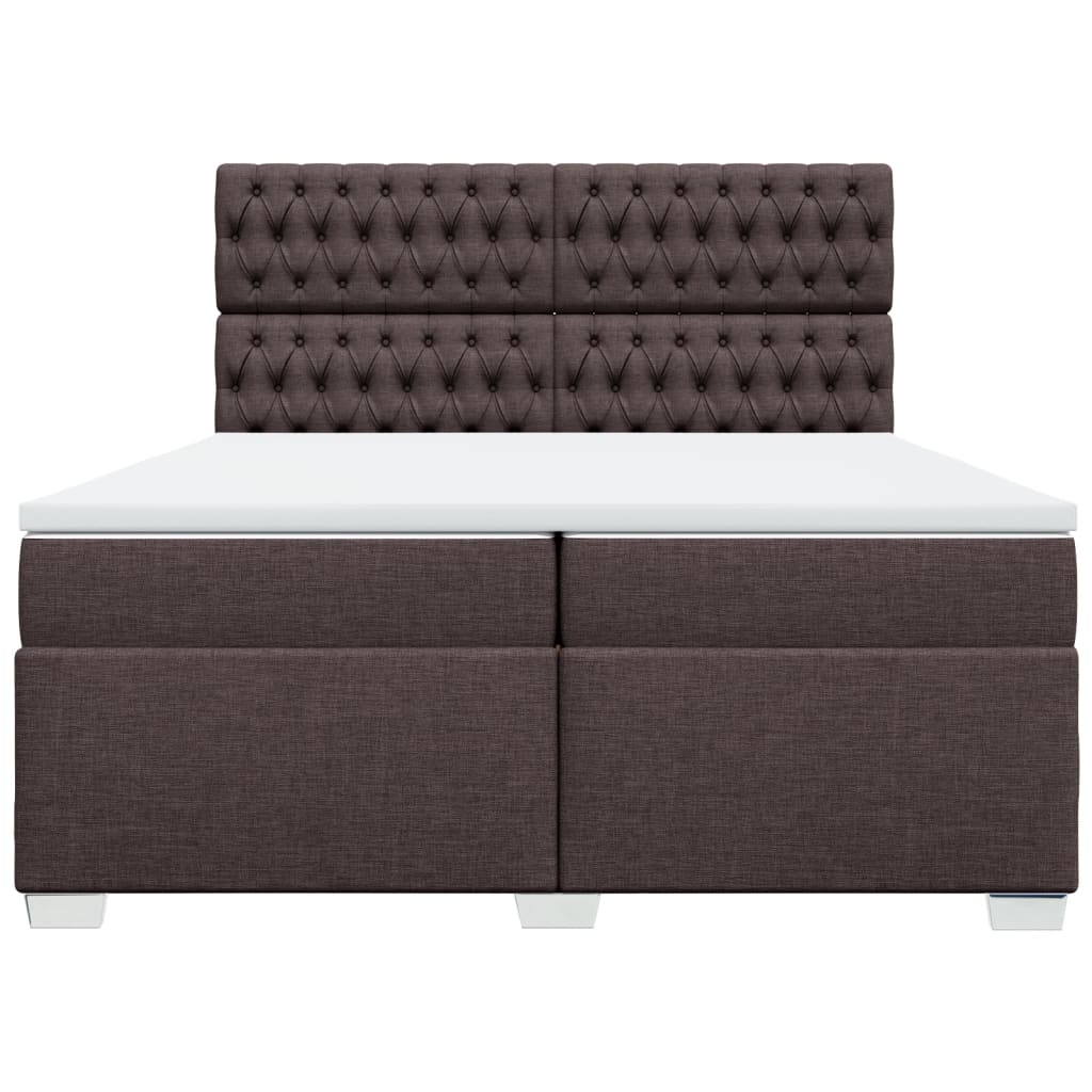 vidaXL Boxspring met matras stof donkerbruin 200x200 cm bruin, foto 4