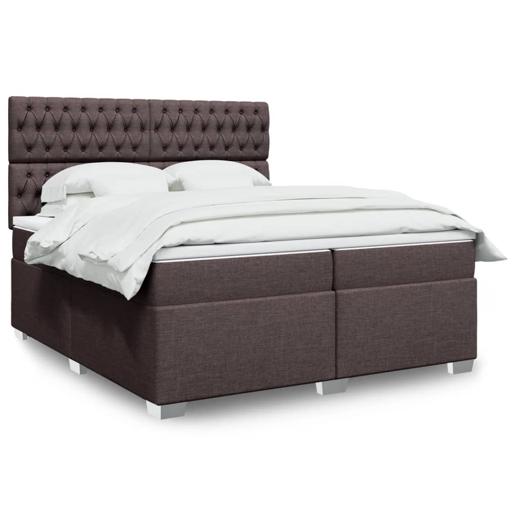 Boxspringbett mit Matratze Dunkelbraun 200×200 cm Stoff