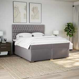Box spring postel s matrací taupe 200x200 cm textil - obrázek 3
