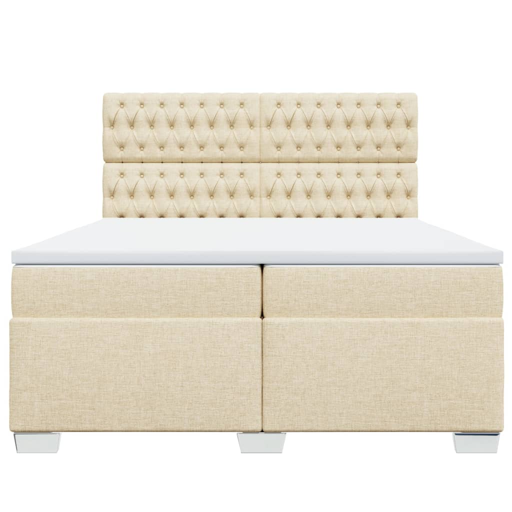 vidaXL Boxspring met matras stof crèmekleurig 200x200 cm, foto 4