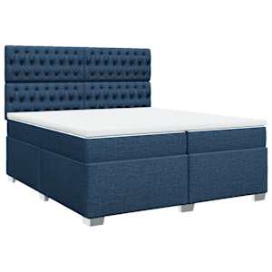 Box spring postel s matrací modrá 200x200 cm textil - obrázek 2